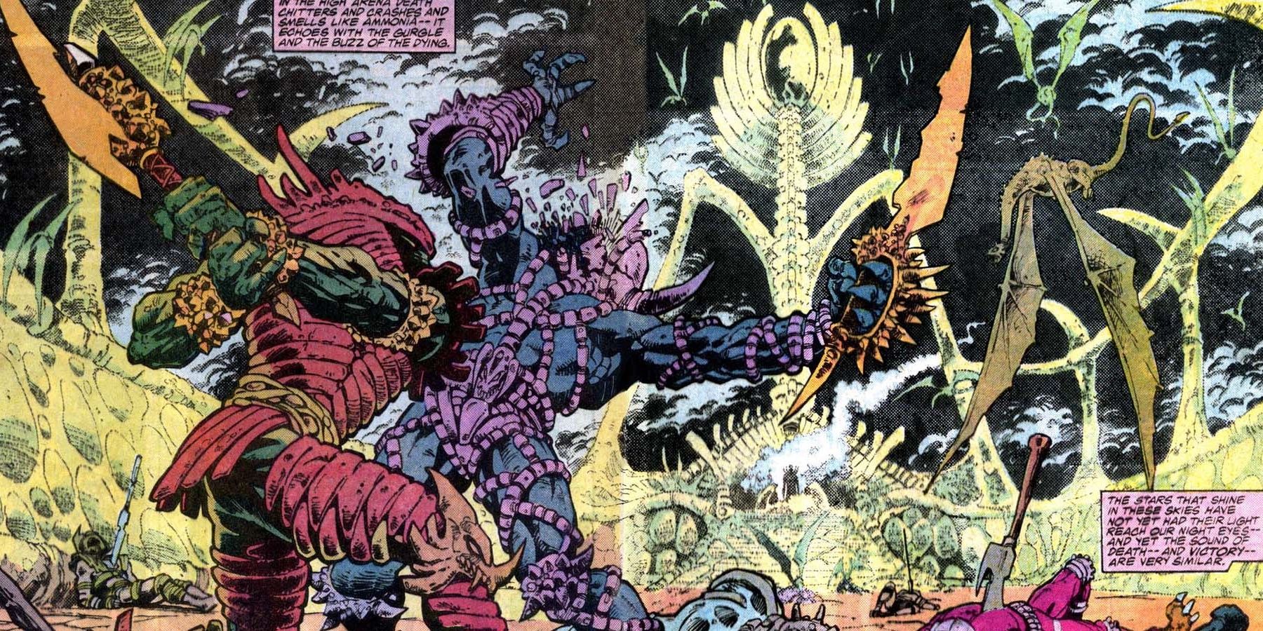 Urthona fighting aliens in Doctor Strange #81 comic book.
