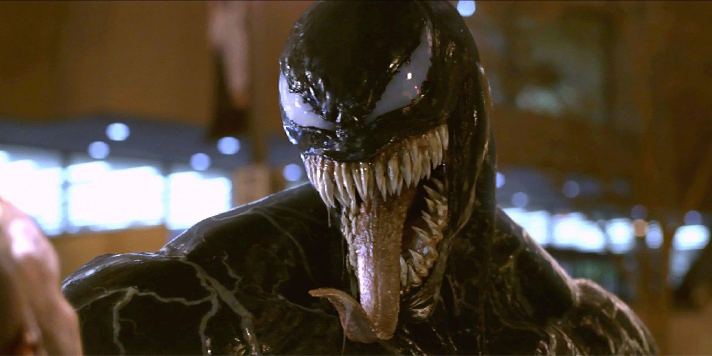 Venom sticking out his tongue in Venom
