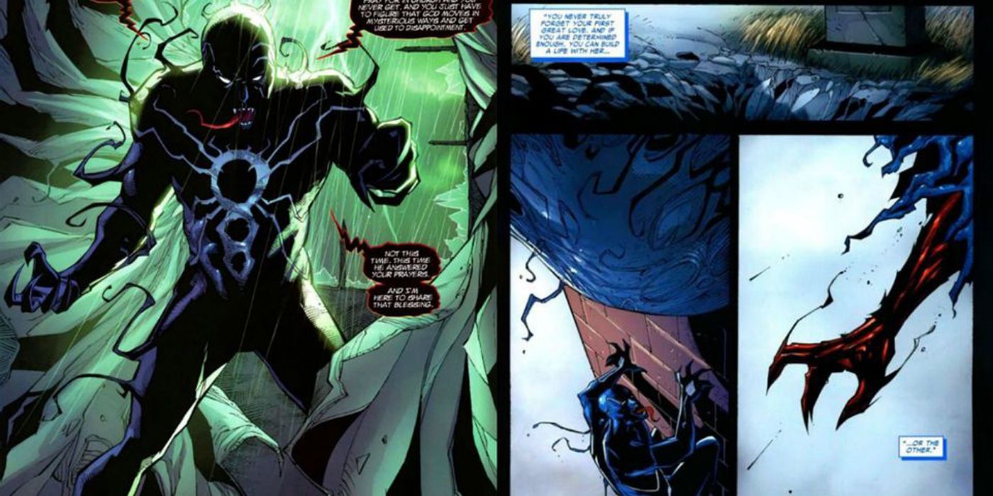 Venom threatens Mary Jane.