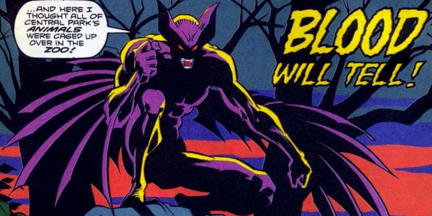 Victor Strange as a vampire crouching in the middle of a forest in Marvel Comics.