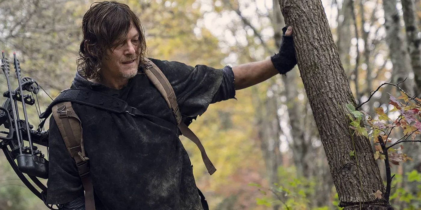 Daryl tracking a target in The Walking Dead.