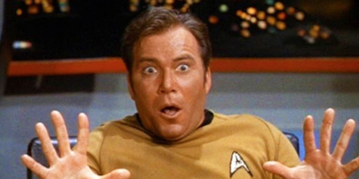 Kirk looks on with terror on his face from Star Trek