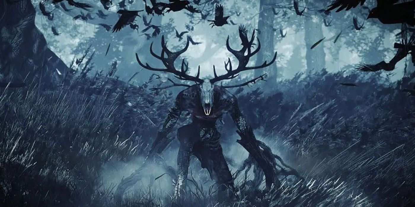 A Leshen stalks a forest in The Witcher III