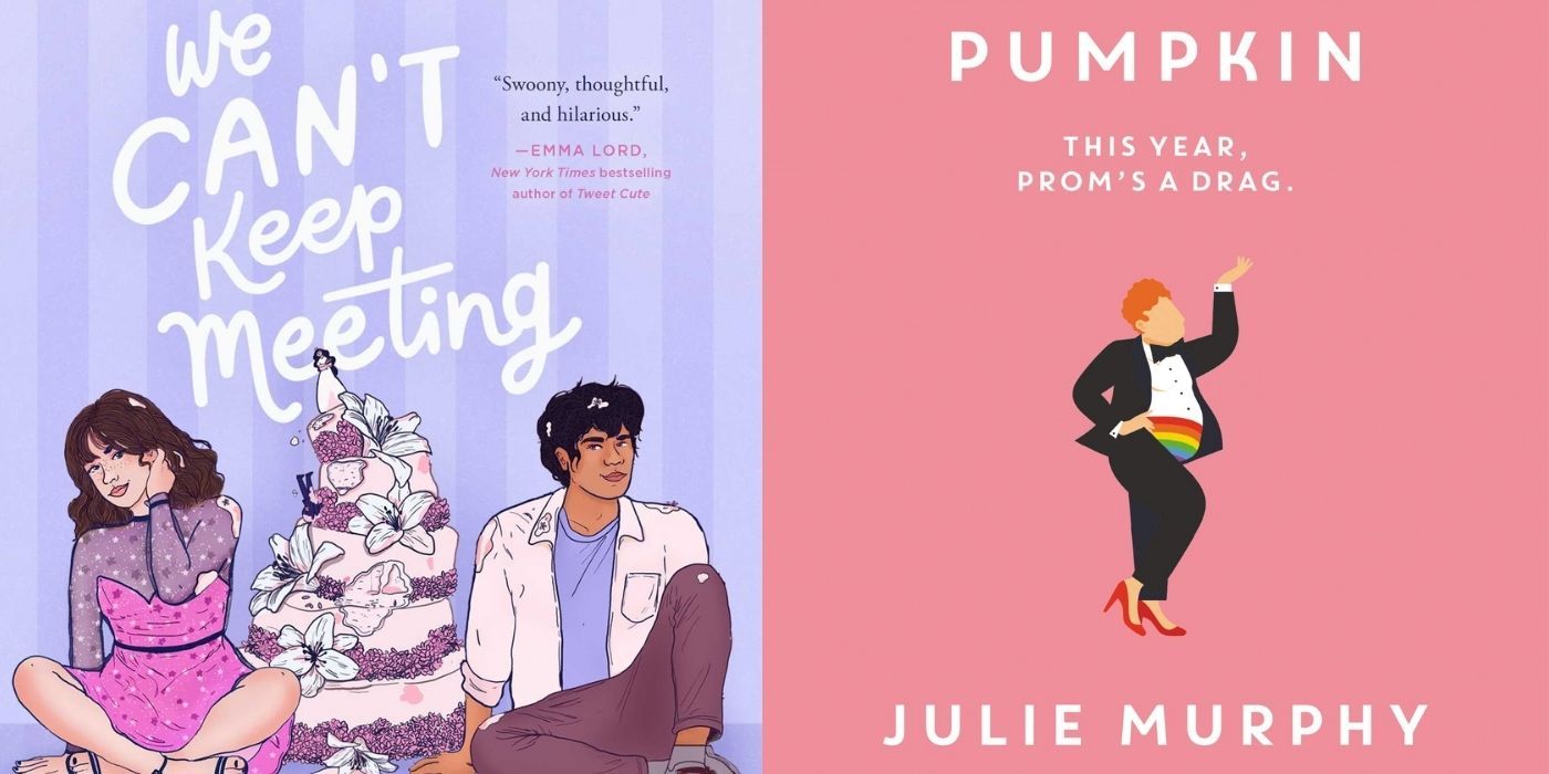Split image of book covers for We Can't Keep Meeting LIke This and Pumpkin