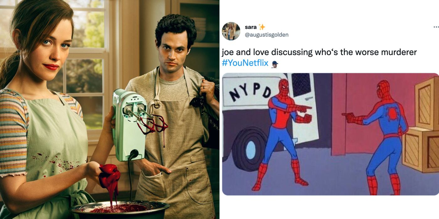 Split image of joe and Love and a you season 3 meme