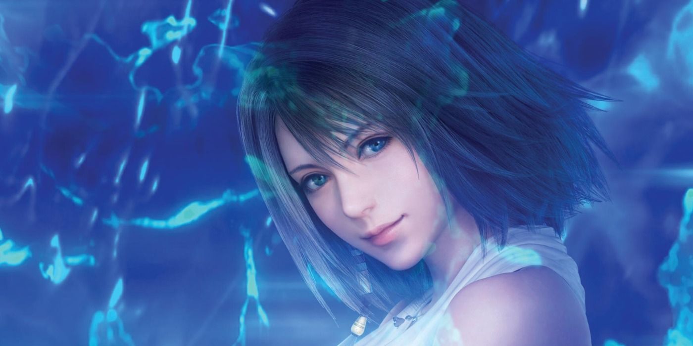 Yuna smiles in promo art for Final Fantasy X.