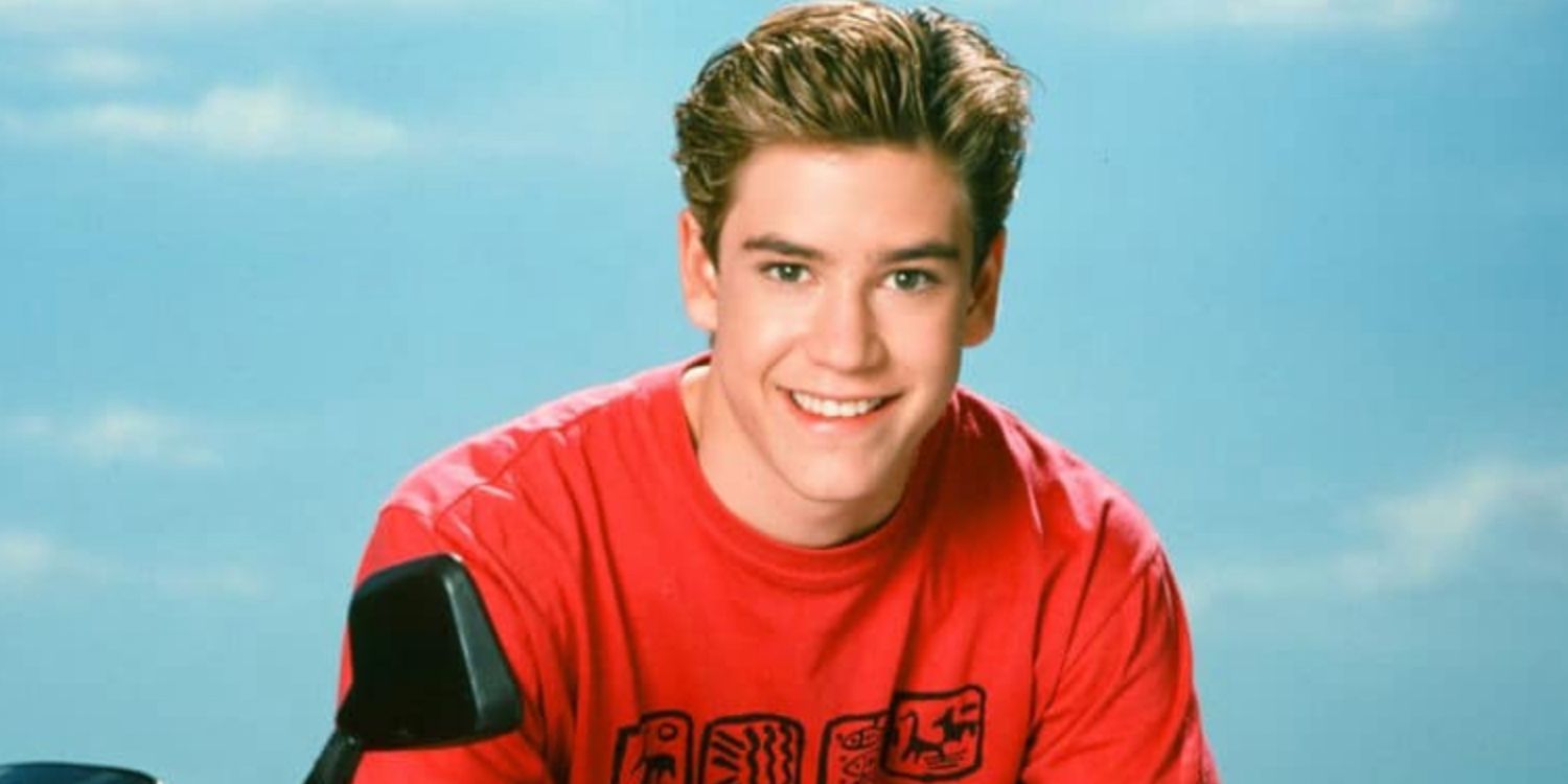 Zack in front of a sky background for a Saved by the Bell promotional image