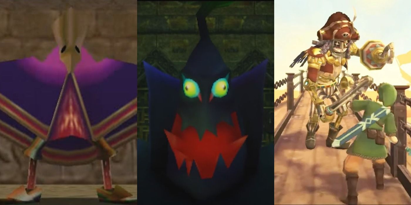 Split image: The Garo Master, Gomess, and Captain Scervo from The Legend of Zelda games.
