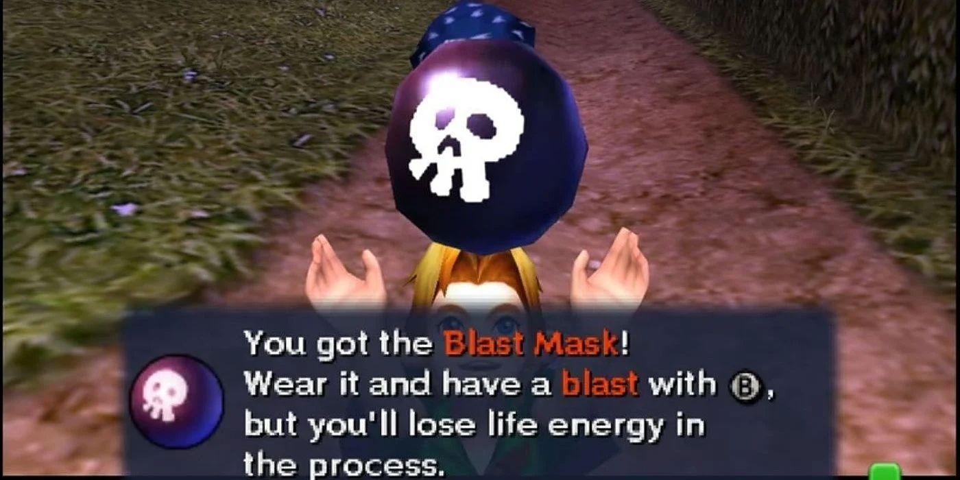 Link receives the Blast Mask in Majora's Mask.