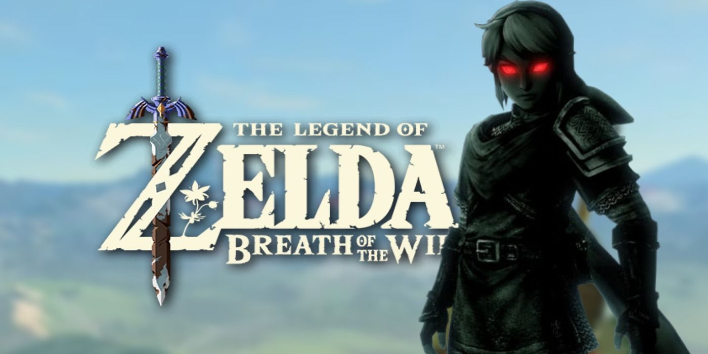 An image of Dark Link in The Legend of Zelda: Breath of the Wild superimposed over the game's logo
