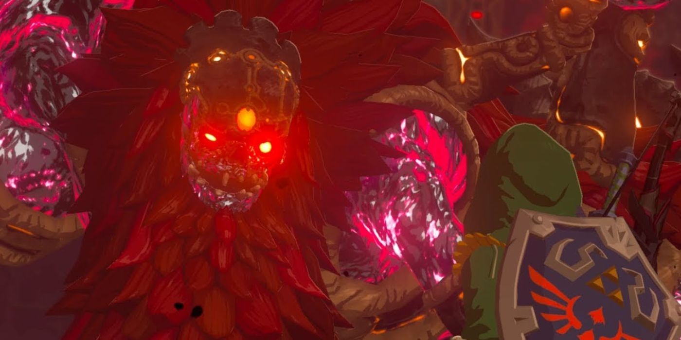 Link faces Calamity Ganon in Breath of the Wild.