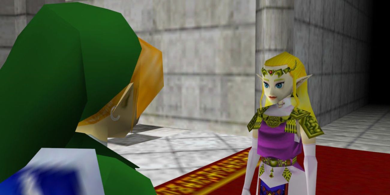 Zelda speaks with Link in Ocarina of Time.