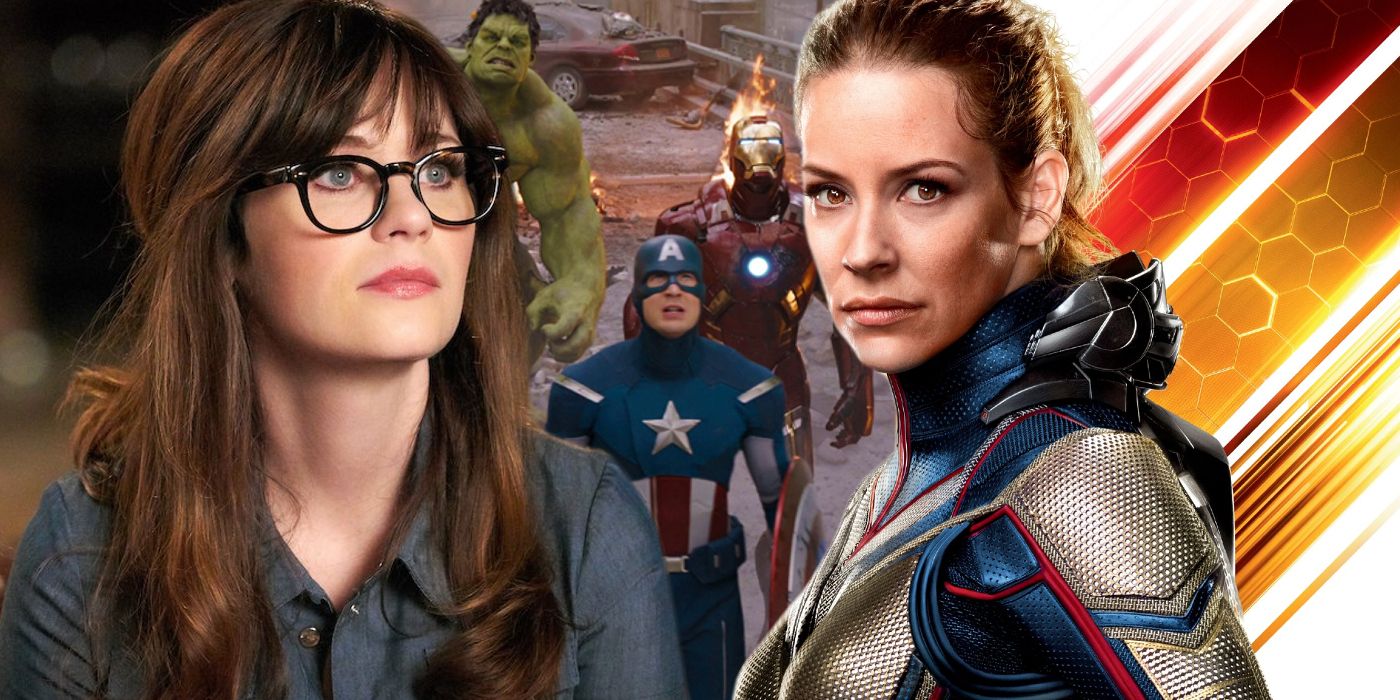 Zooey Deschanel, Evangeline Lilly in Ant-Man and the Wasp, and Avengers 2012