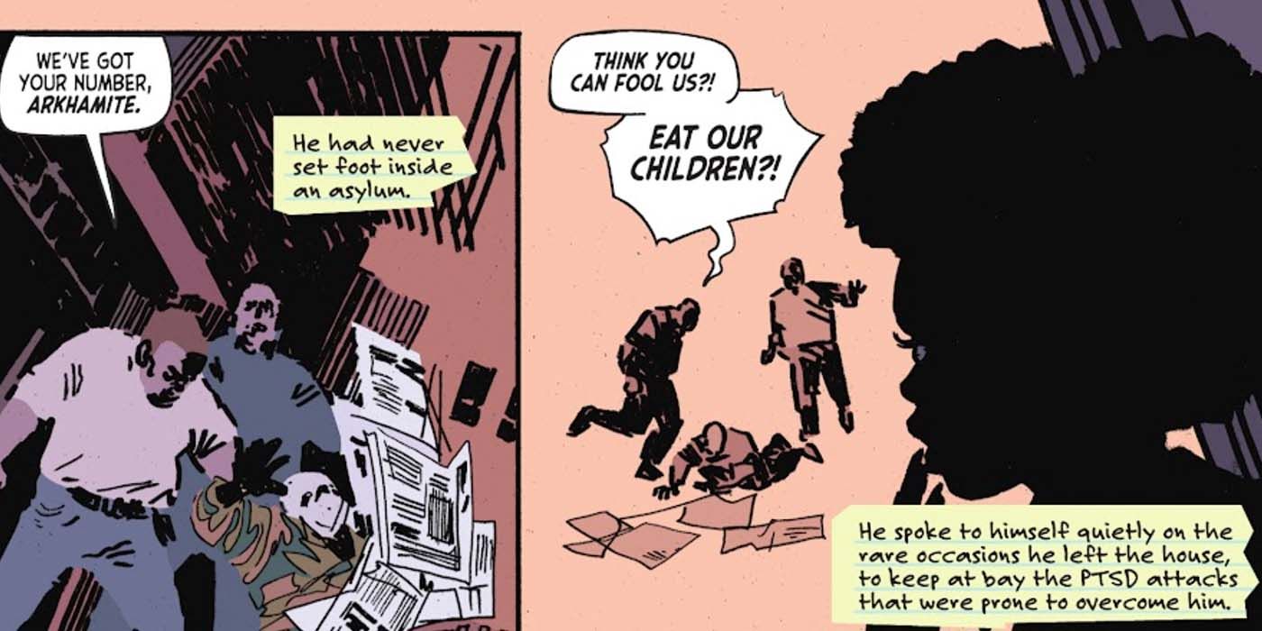 Jericho Hering beaten up in Gotham in Arkham City: The Order of the World #1.