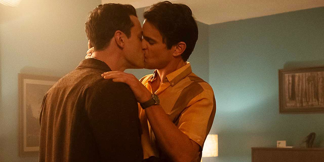 Larry Trainor kisses his lover in a hotel room in Doom Patrol.