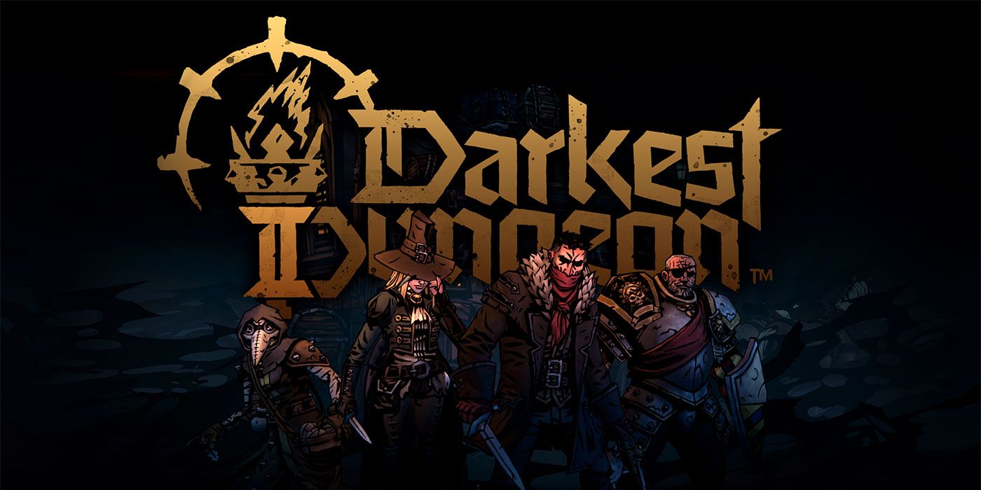 Arte promocional de Darkest Dungeon II apresentando alguns dos personagens/classes jogáveis ​​do jogo.