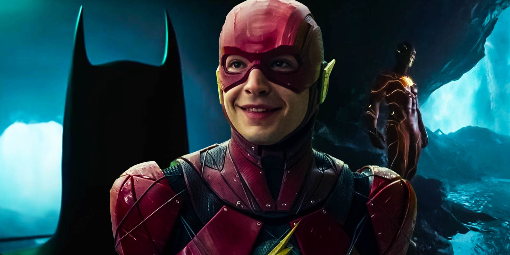 Michael Keaton como Batman e Ezra Miller como Flash