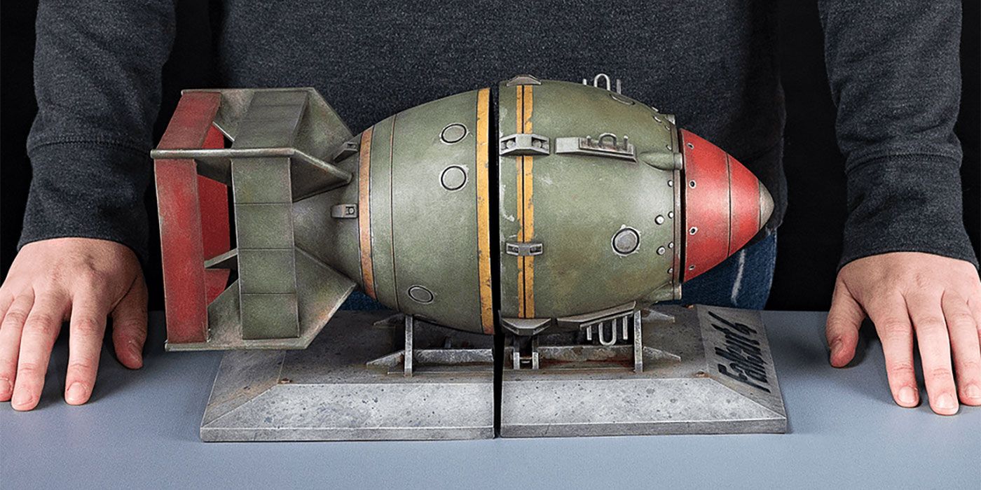 Fallout 4 Liberty Prime Nuke Bomb Bookends