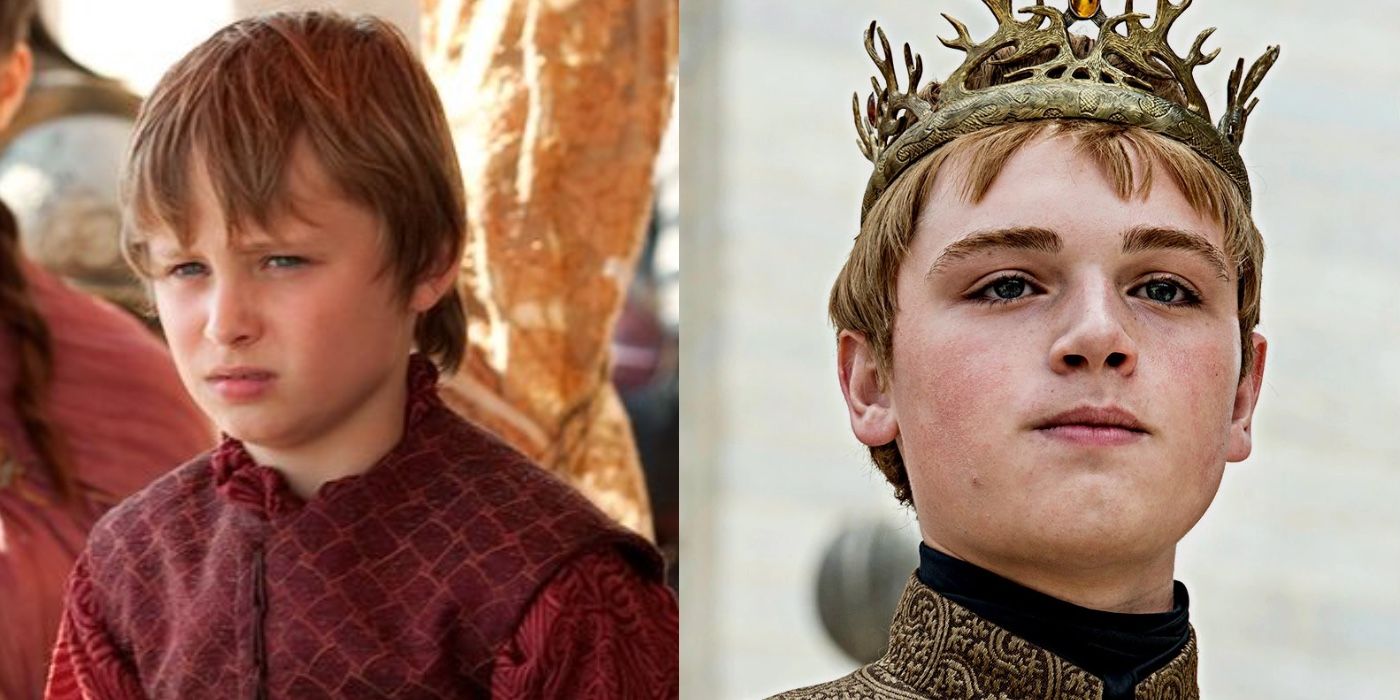 Split image of the two versions of Tommen Baratheon on Game of Thrones