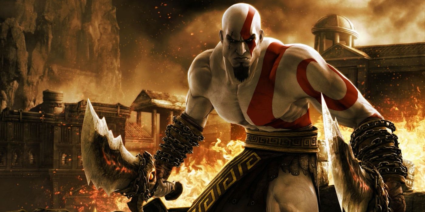 Kratos in a promo image for God of War (2005)