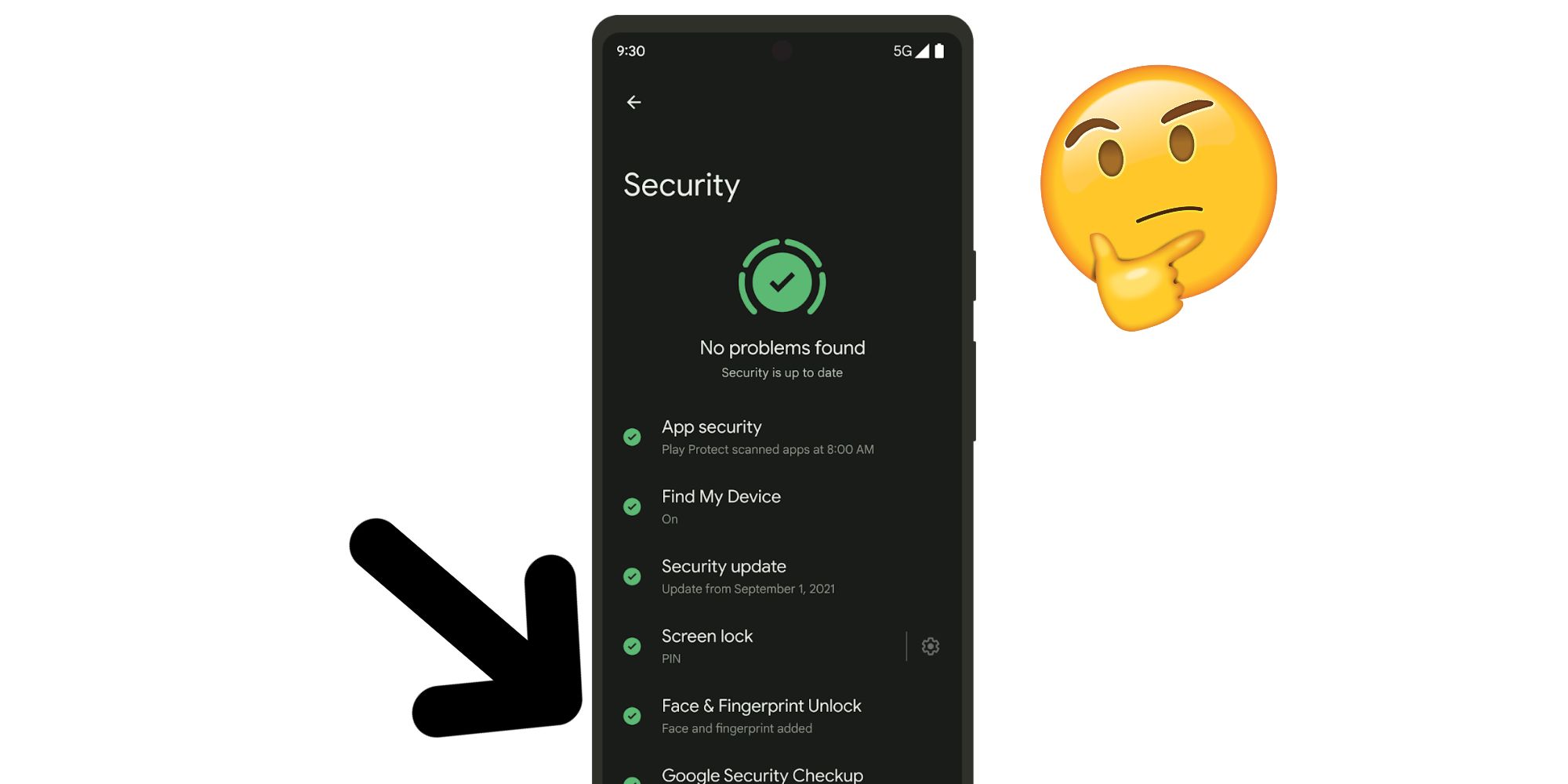 Face unlock option in the Google Security Hub app