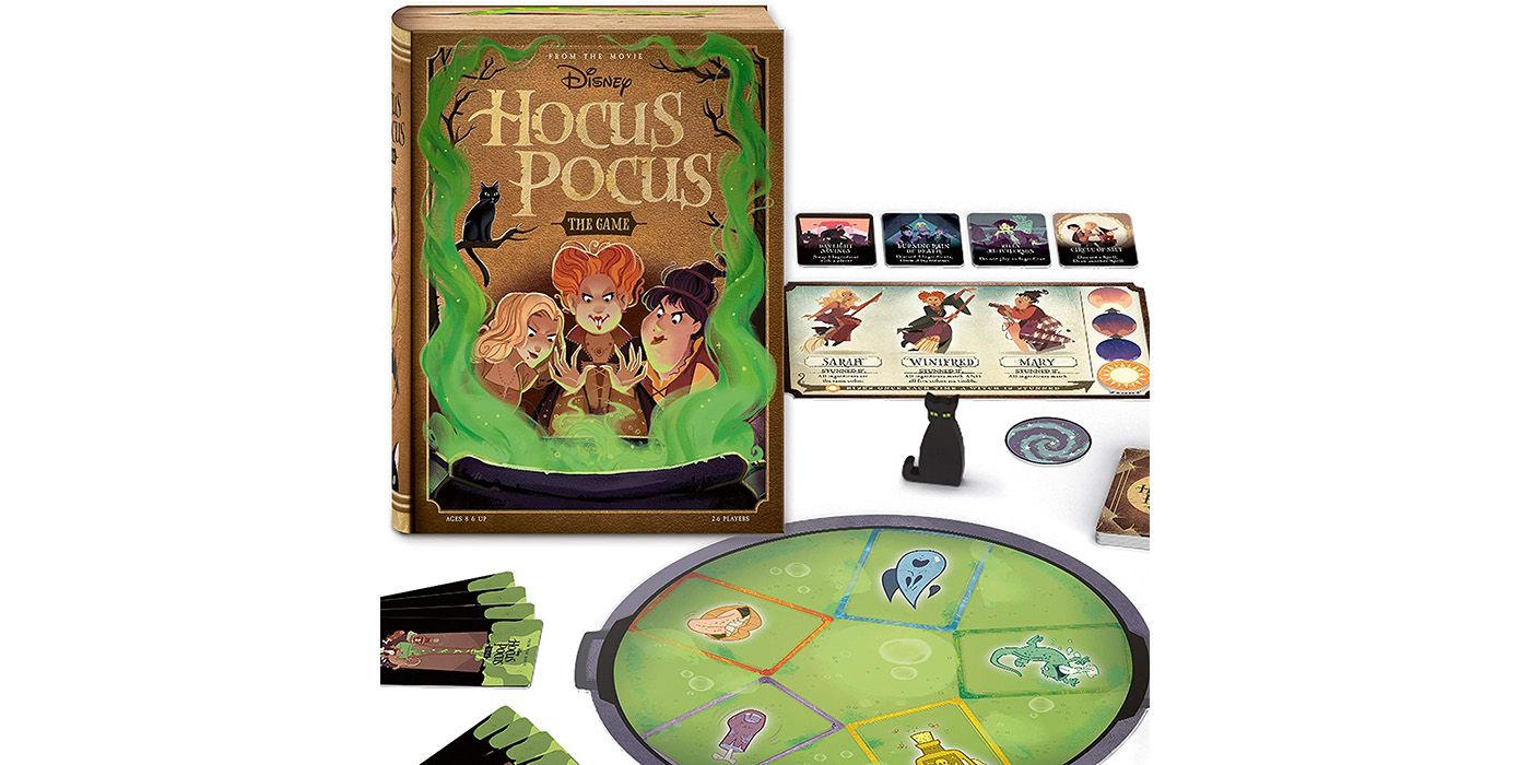 The Hocus Pocus board game with the pieces beside it.
