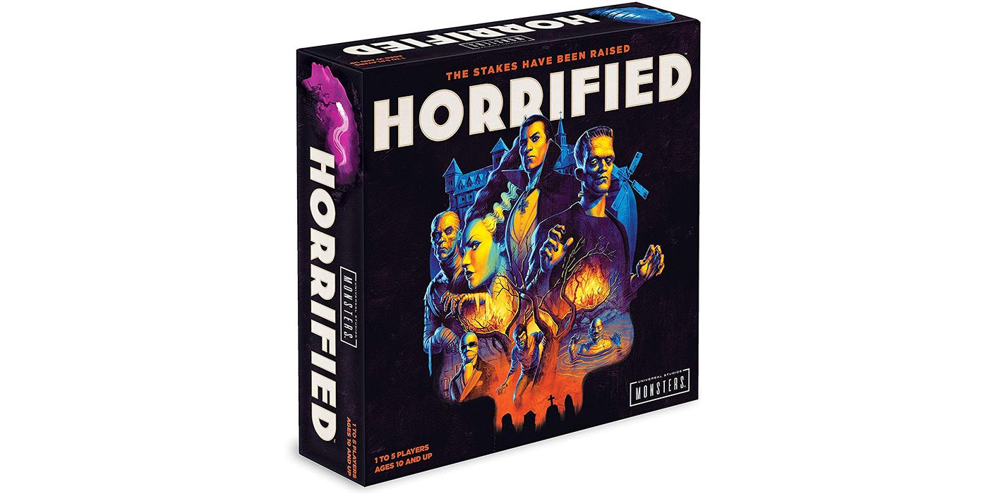 The box for the board game Horrified.