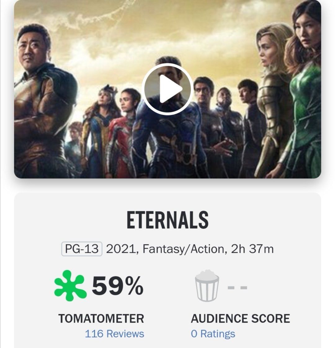 eternals movie review rotten tomatoes