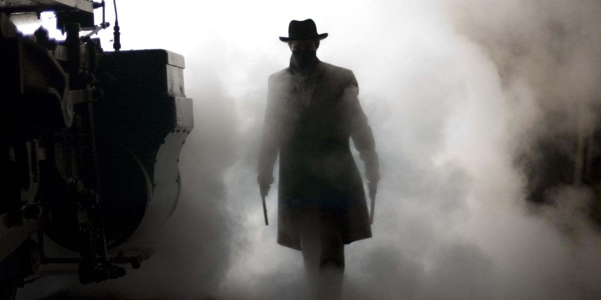 A cowboy emerging from smoke in The Assassination Of Jesse James By The Coward Robert Ford