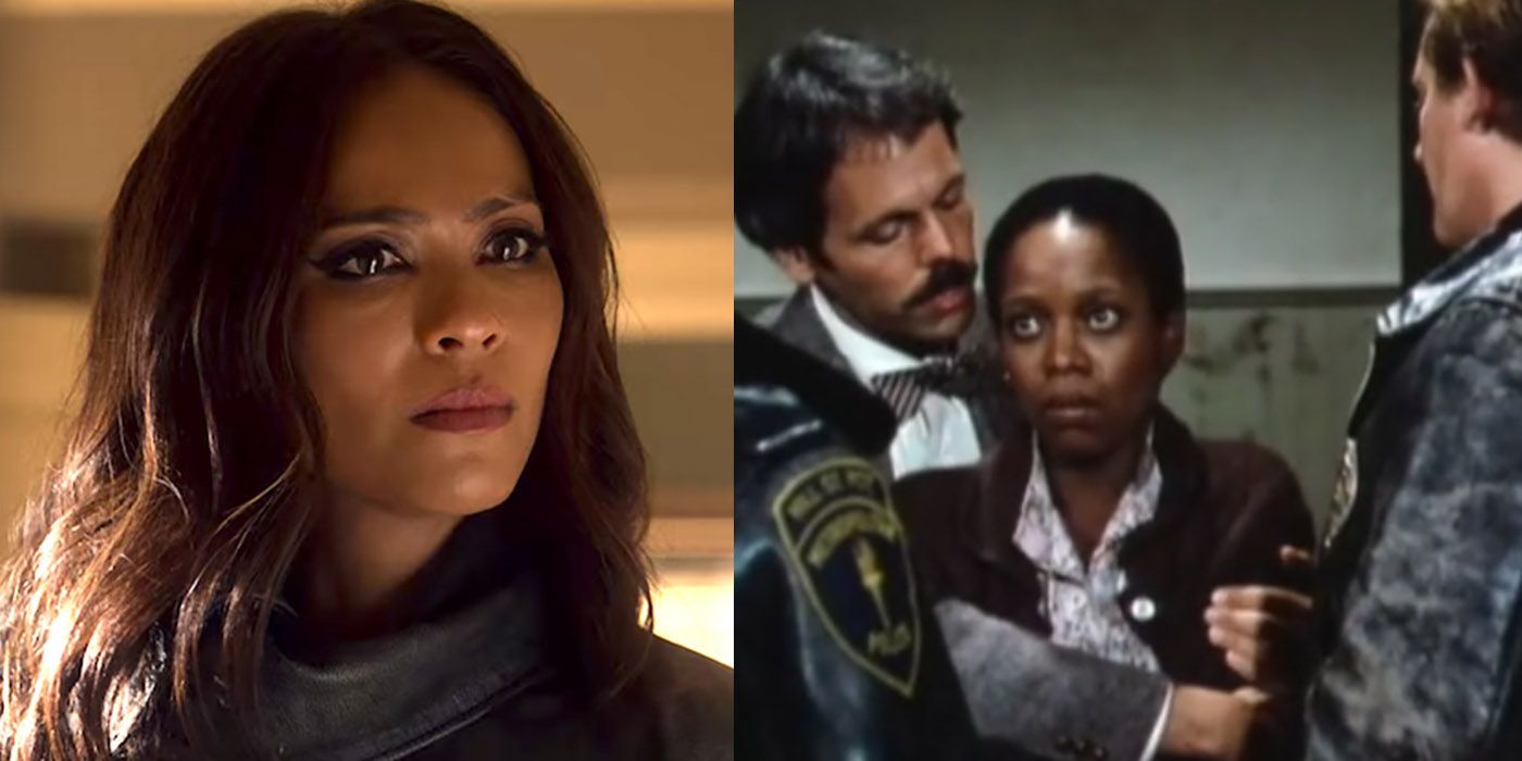 Split image of Maze from Lucifer and Alfre Woodard in a scene from Hill Street Blues.