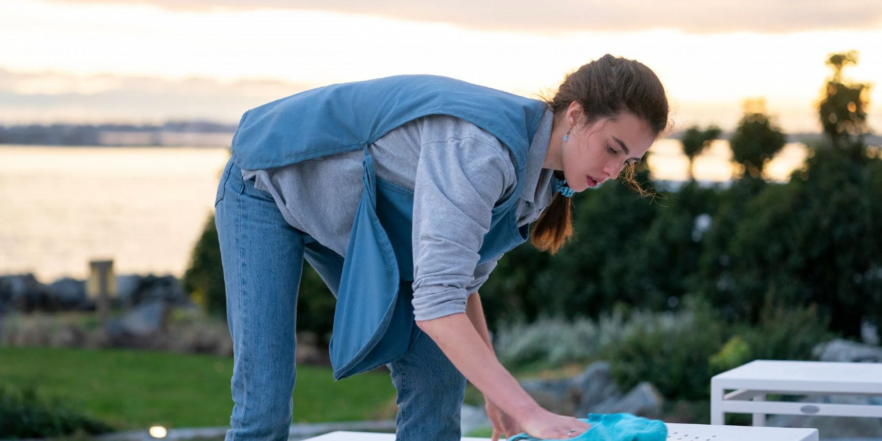 Alex cleaning Fisher Island House in Maid