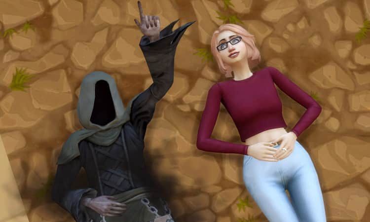 a Sim in Sims 4 Stargazing with the Grim Reaper