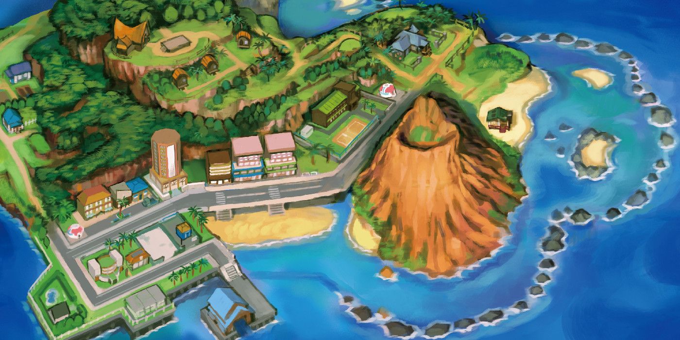 Artist's Rendition of Melemele Island from Alola in Pokemon