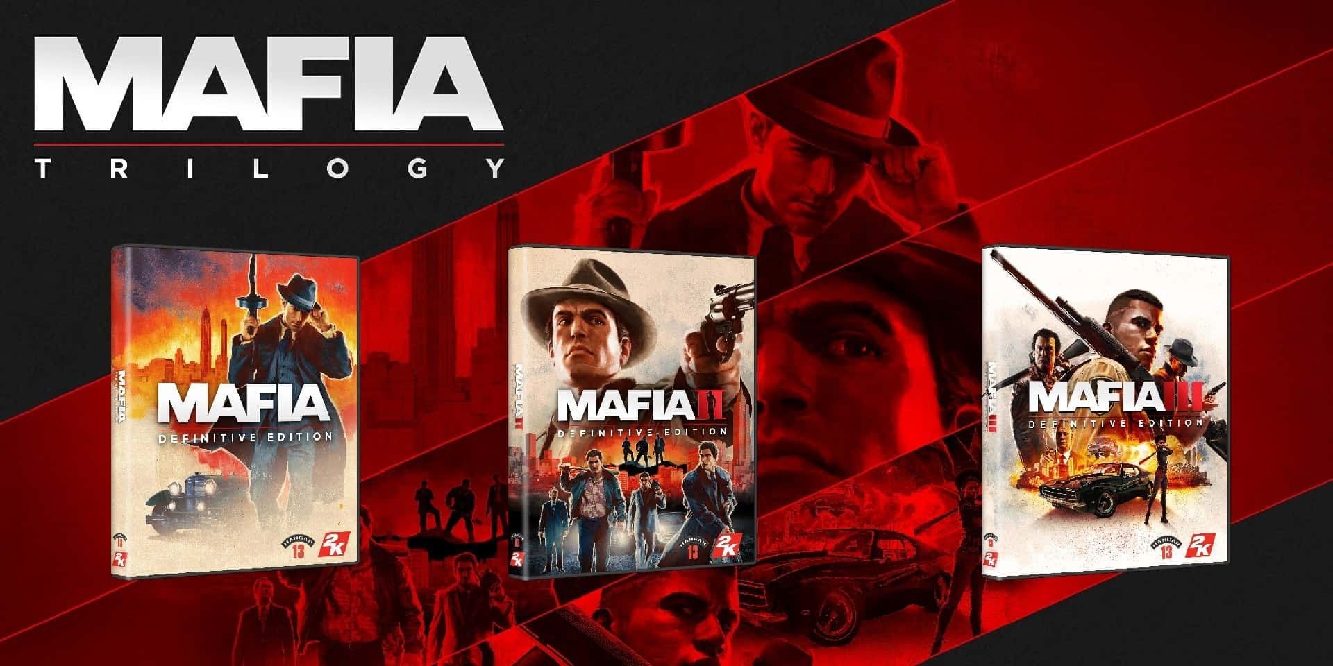 picture of the Mafia Trilogy featuring the posters of all three Mafia games