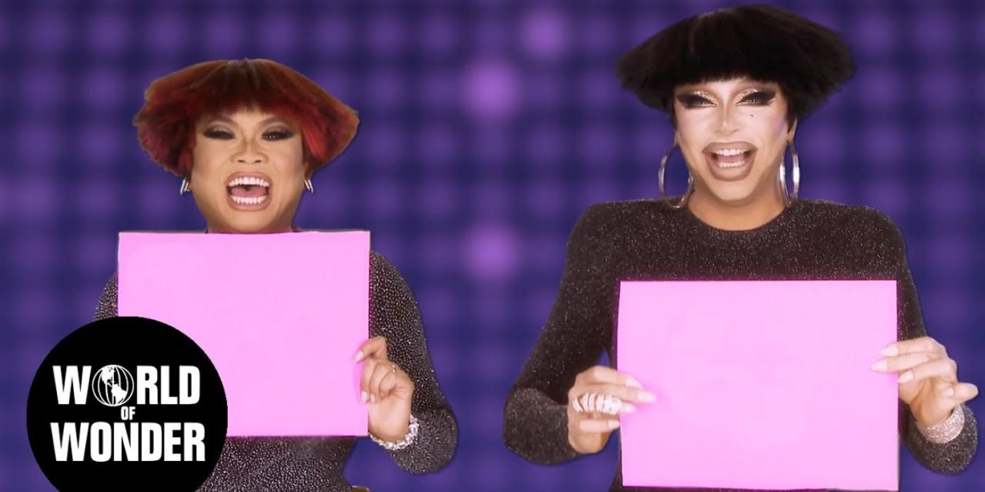 Image still from Raven and Jujubee playing Besties for Cash in RuPaul's Drag Race.