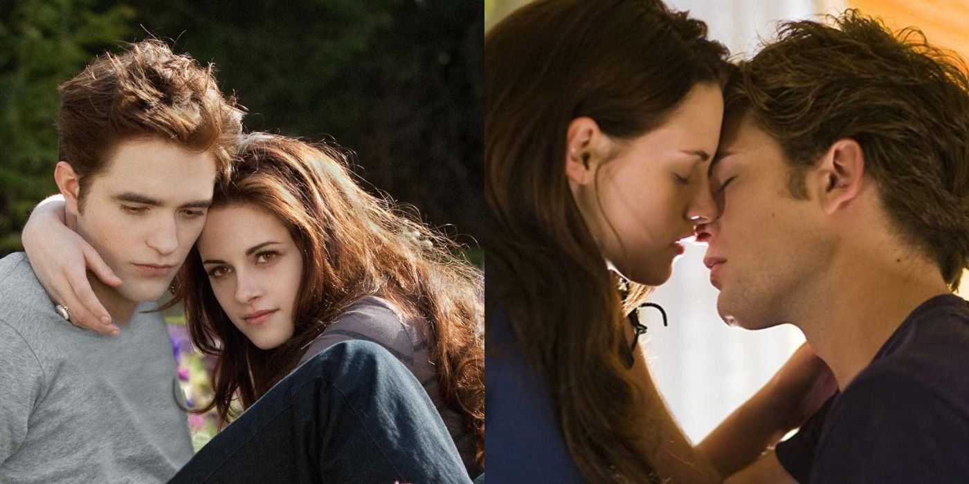 Split image of Edward and Bella in Twilight
