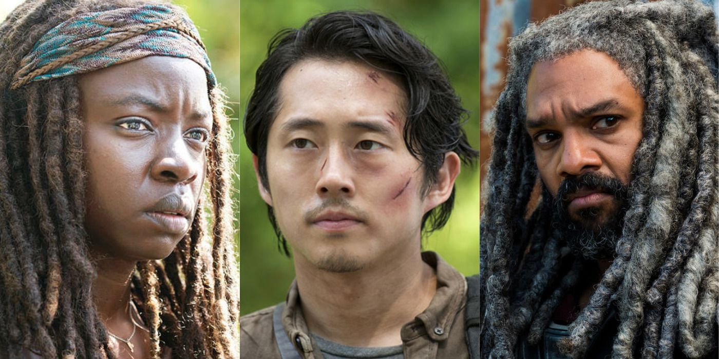 Split image of Michonne, Glenn, & Ezekiel in The Walking Dead.
