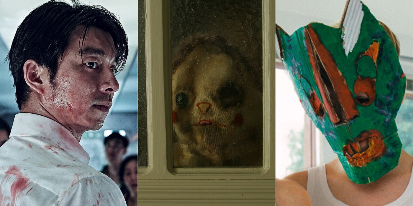 Split image of scenes from Train to Busan, The Orphanage, & Goodnight Mommy.