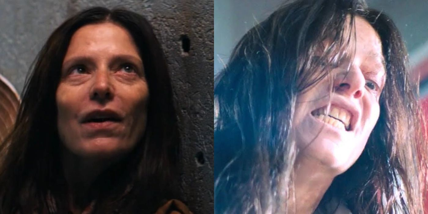 Split image of Maria on the street &amp; Maria angry in Venom.