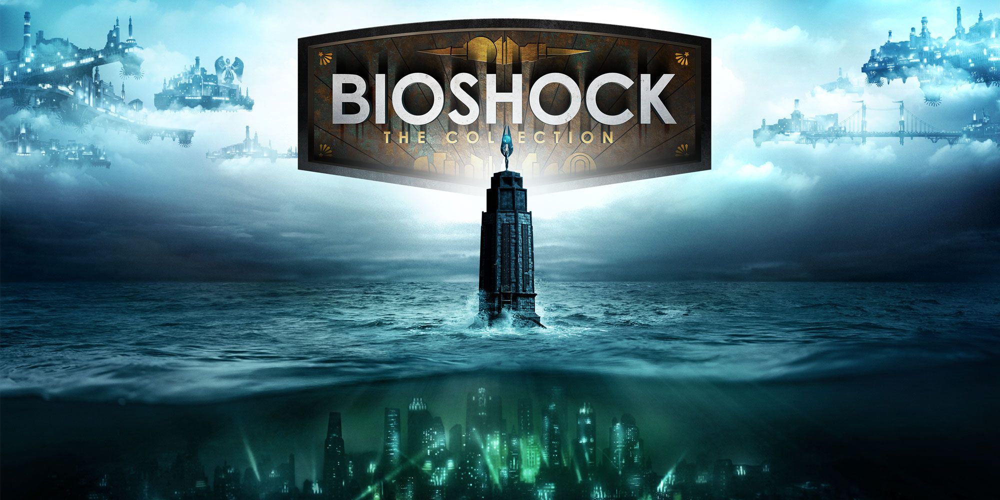 poster of BioShock The Collection featuring the Lighthouse and the underwater city of Rapture