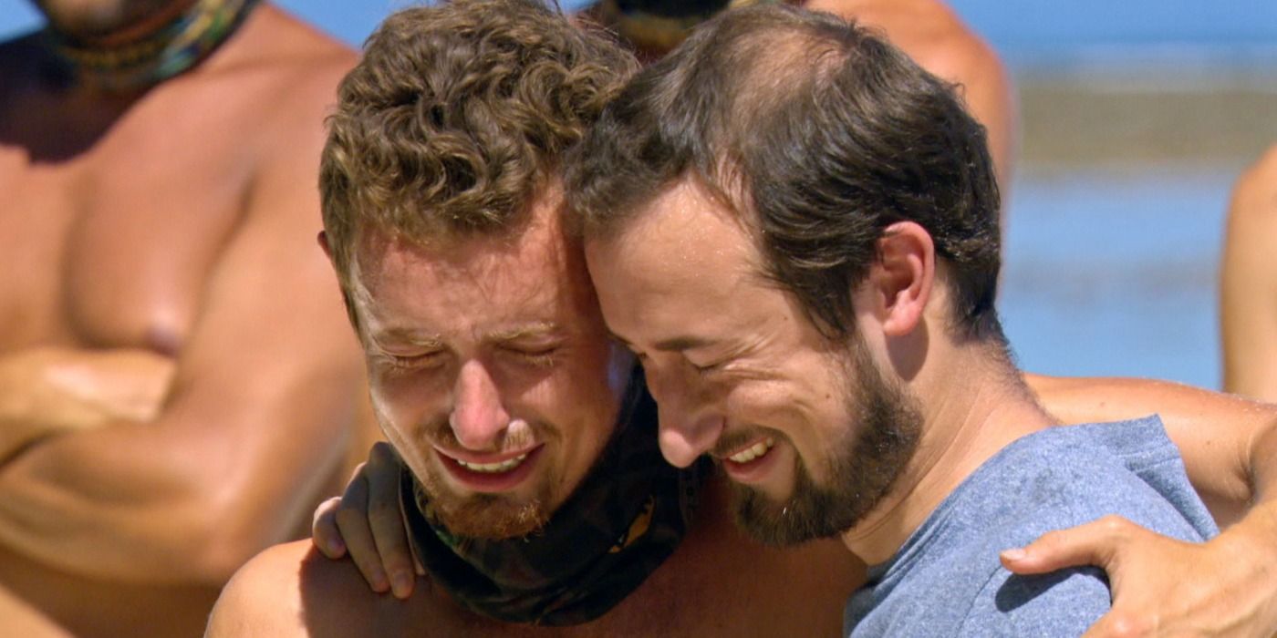 Adam Klein and his brother embracing on Survivor