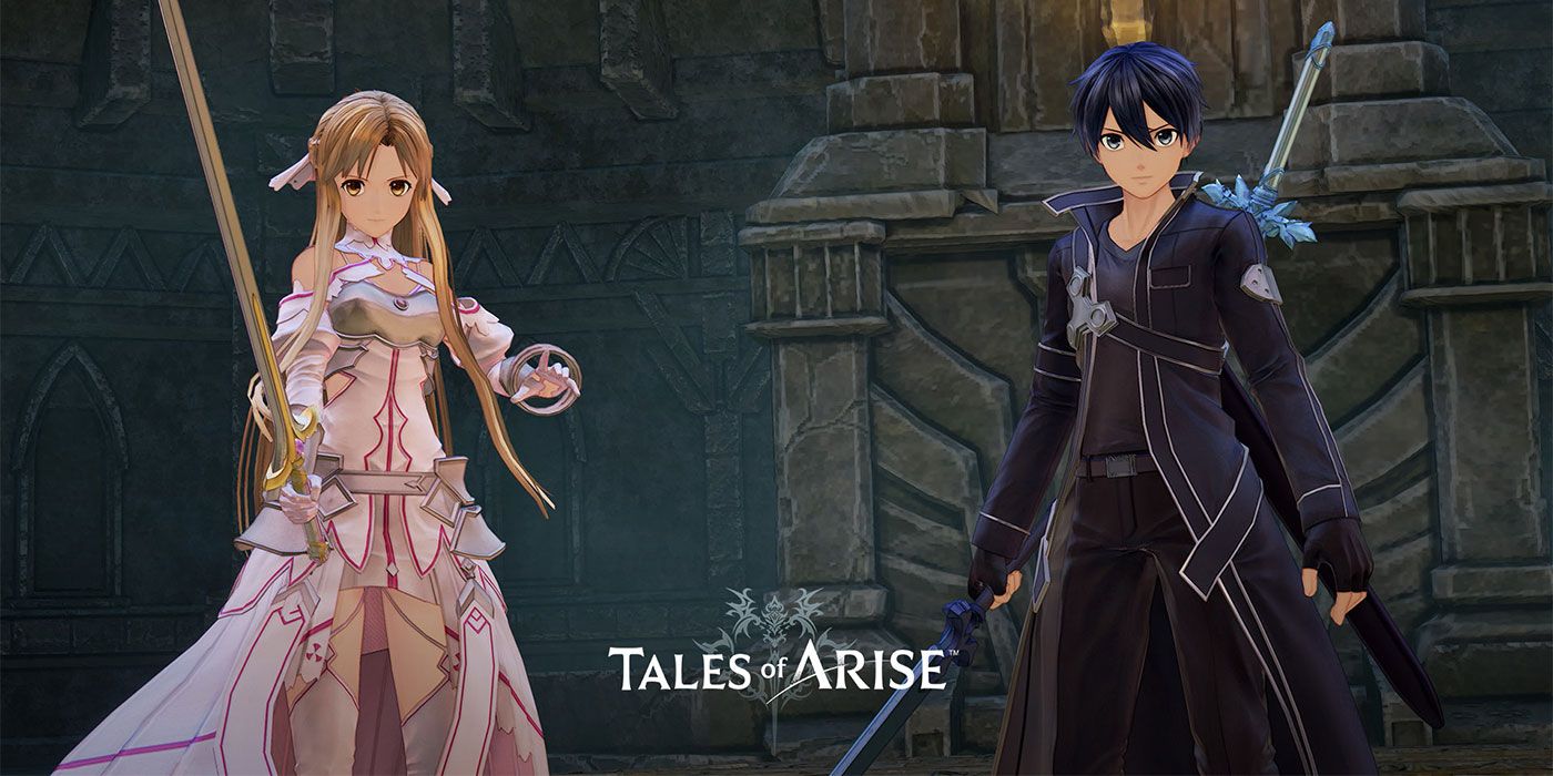Two characters from Sword Art Online stand side by side
