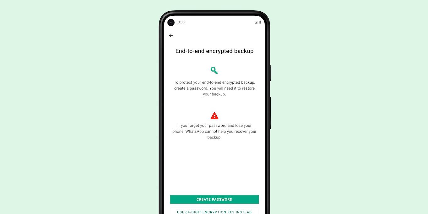 Encrypted cloud backups in WhatsApp