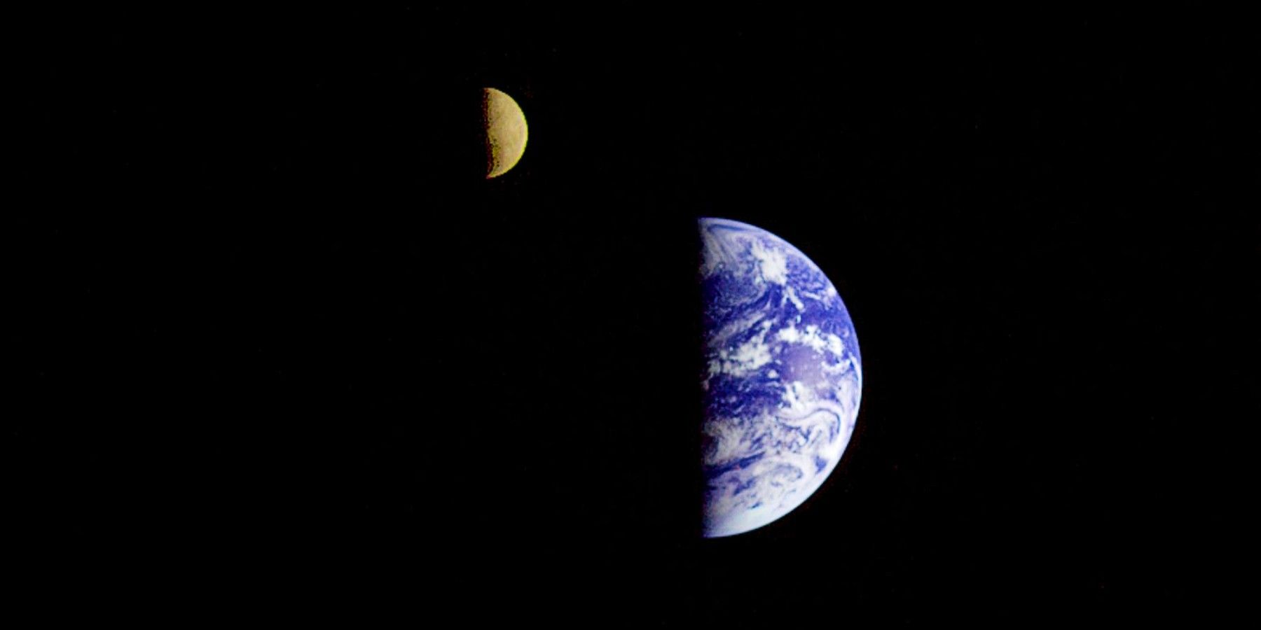 1992 picture of the moon and earth