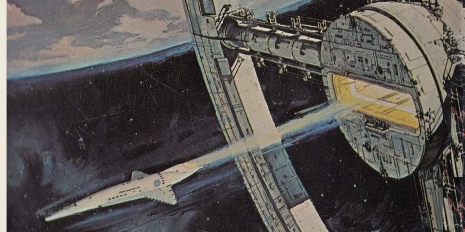 2001 A Space Odyssey cover with a ship leaving a space station