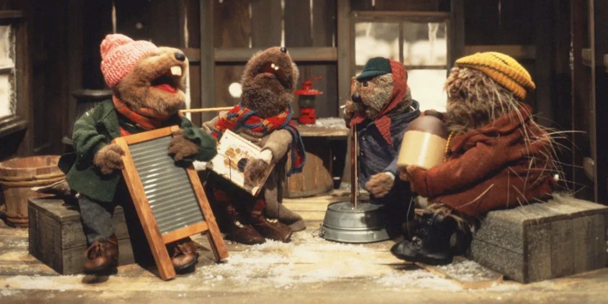 Four Otters play instruments in Emmet Otter's Jug-Band Christmas