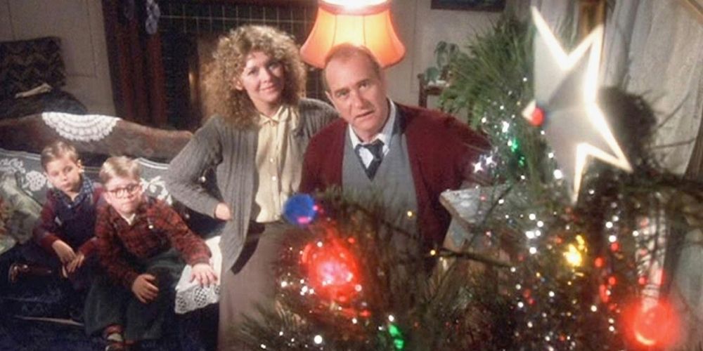 The Parker family puts up their Christmas tree in A Christmas Story