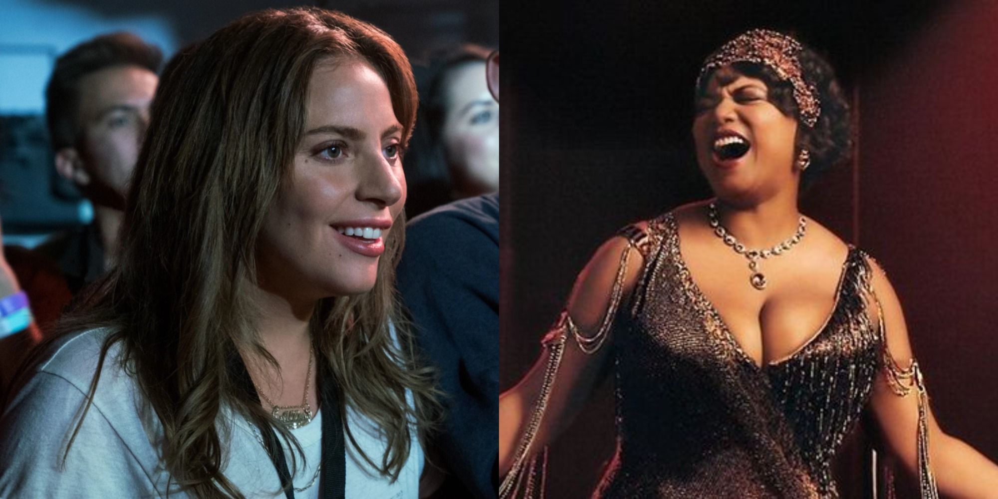 Split image showing Allie in A Star is Born and Mama Morton in Chicago