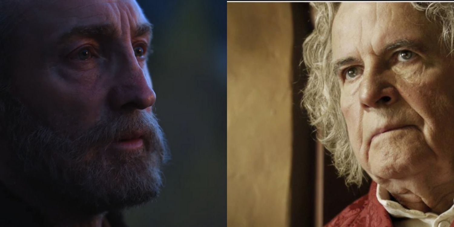 A closeup of Tam al’Thor next to a closeup of Bilbo