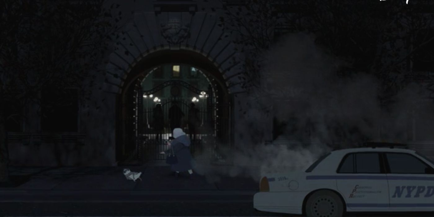 A scene from the intro of Only Murders in the Building